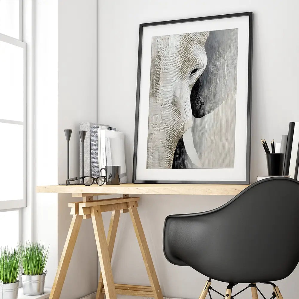 Textured Elephant Framed Art Print Textured Elephant Framed Art Print wall art product LSR Design Studio - Independent