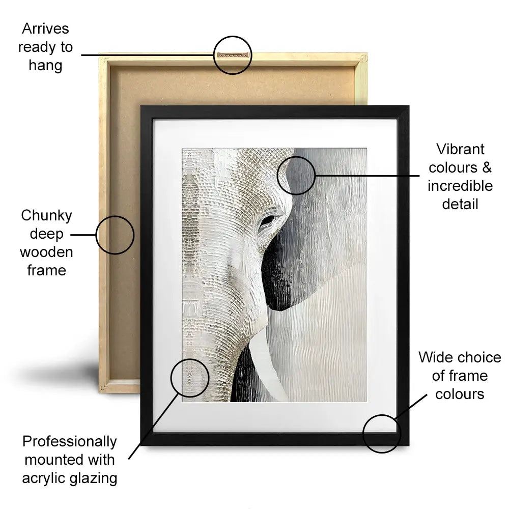 Textured Elephant Framed Art Print Textured Elephant Framed Art Print wall art product LSR Design Studio - Independent
