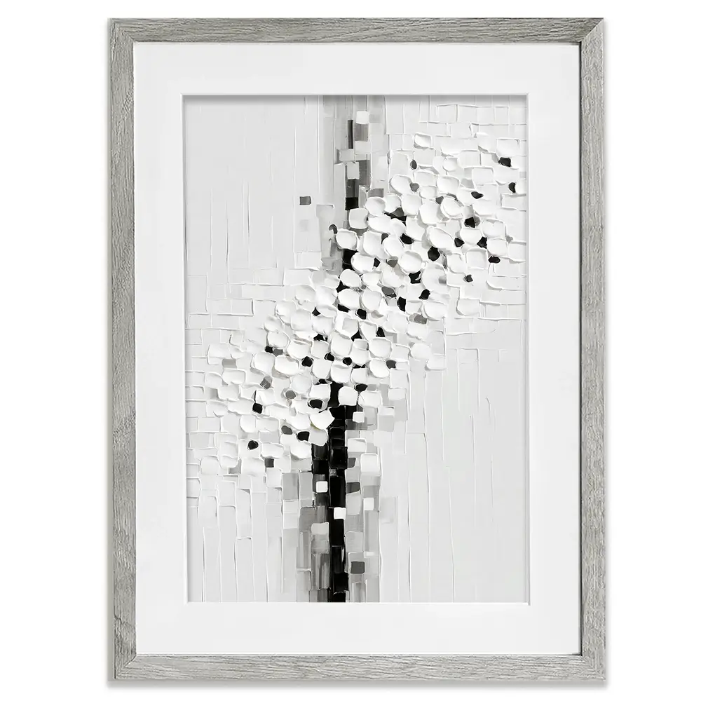 Textured White Blossoms Framed Art Print Textured White Blossoms Framed Art Print wall art product LSR Design Studio - Independent