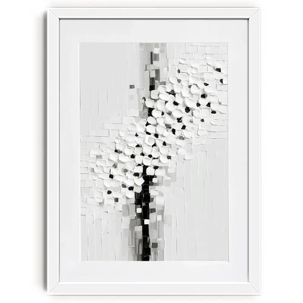 Textured White Blossoms Framed Art Print Textured White Blossoms Framed Art Print wall art product LSR Design Studio - Independent
