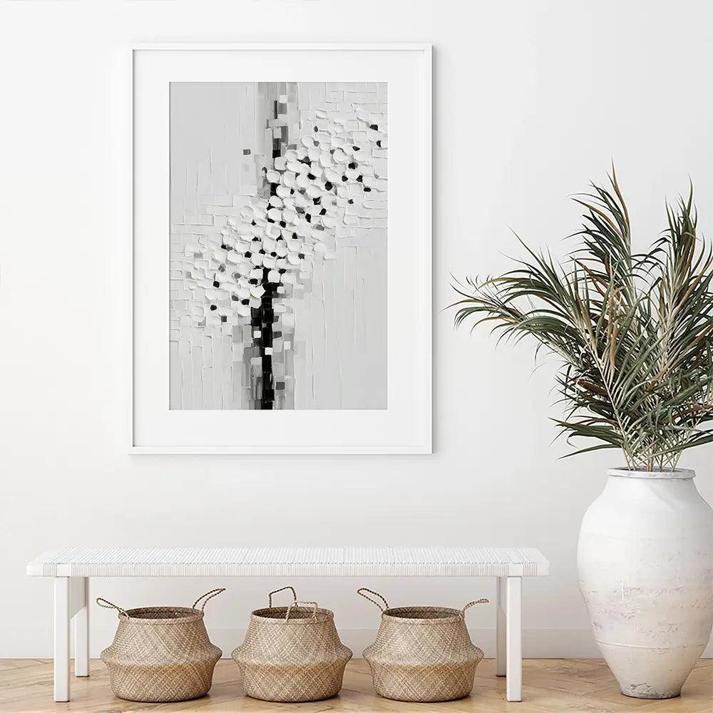 Textured White Blossoms Framed Art Print Textured White Blossoms Framed Art Print wall art product LSR Design Studio - Independent