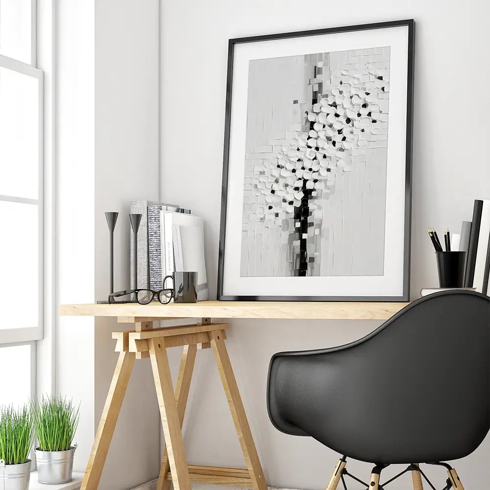 Textured White Blossoms Framed Art Print Textured White Blossoms Framed Art Print wall art product LSR Design Studio - Independent