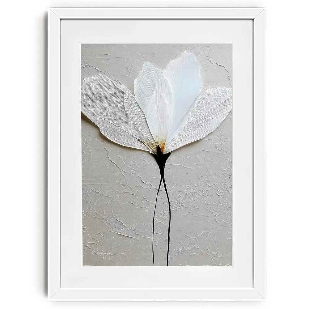 Textured White Flower Framed Art Print Textured White Flower Framed Art Print wall art product LSR Design Studio - Independent