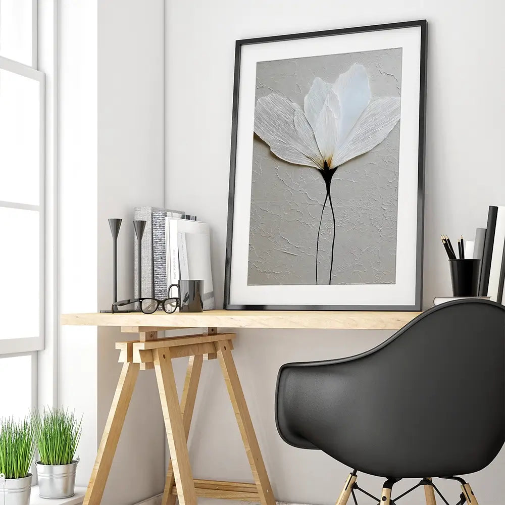 Textured White Flower Framed Art Print Textured White Flower Framed Art Print wall art product LSR Design Studio - Independent