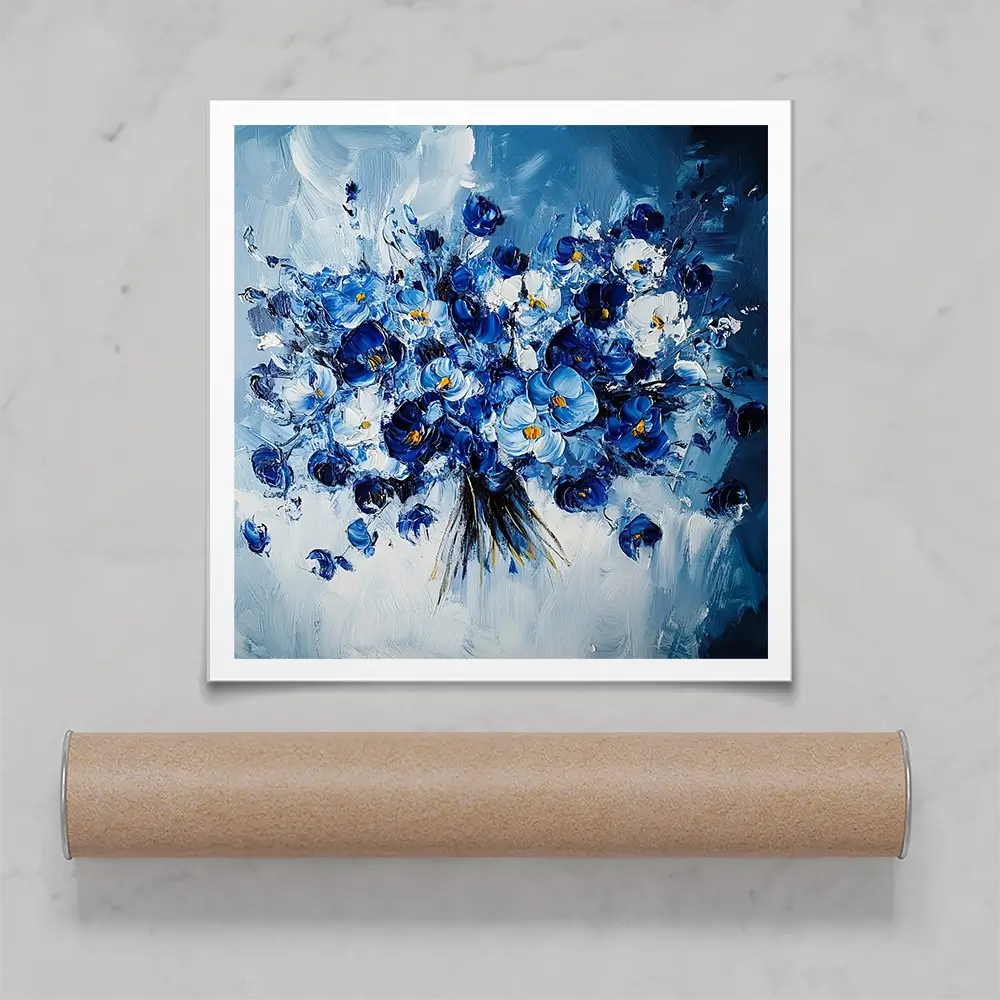 The Blue Bouquet Square Art Print The Blue Bouquet Square Art Print wall art product Violeta Allaberdieva