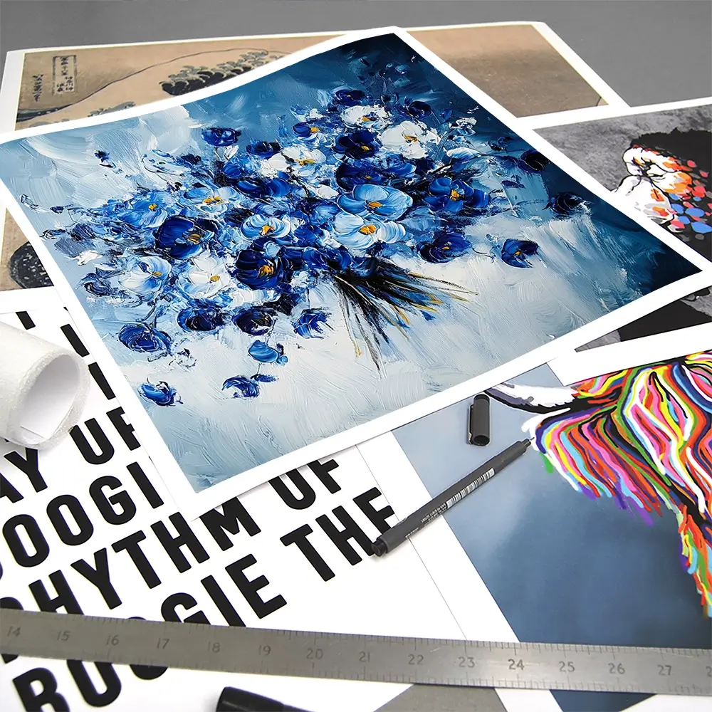 The Blue Bouquet Square Art Print The Blue Bouquet Square Art Print wall art product Violeta Allaberdieva