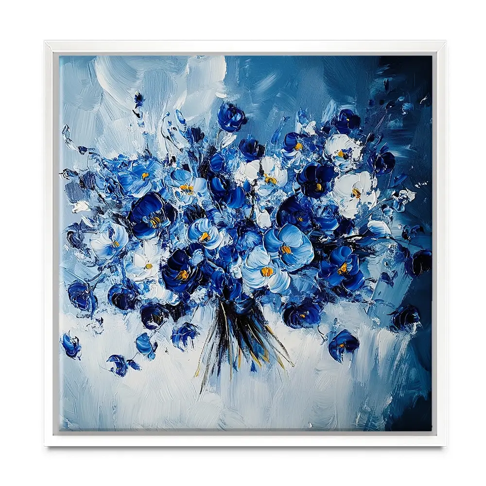 The Blue Bouquet Square Canvas Print The Blue Bouquet Square Canvas Print wall art product Violeta Allaberdieva