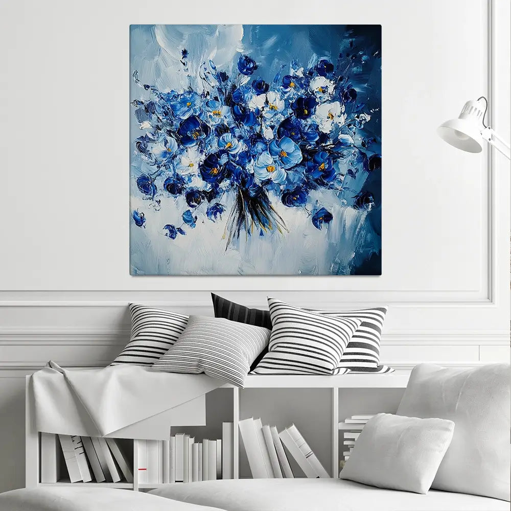 The Blue Bouquet Square Canvas Print The Blue Bouquet Square Canvas Print wall art product Violeta Allaberdieva