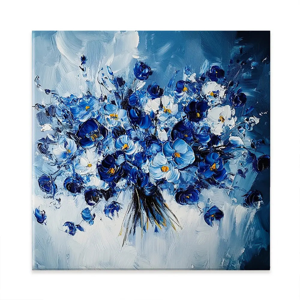 The Blue Bouquet Square Canvas Print The Blue Bouquet Square Canvas Print wall art product Violeta Allaberdieva