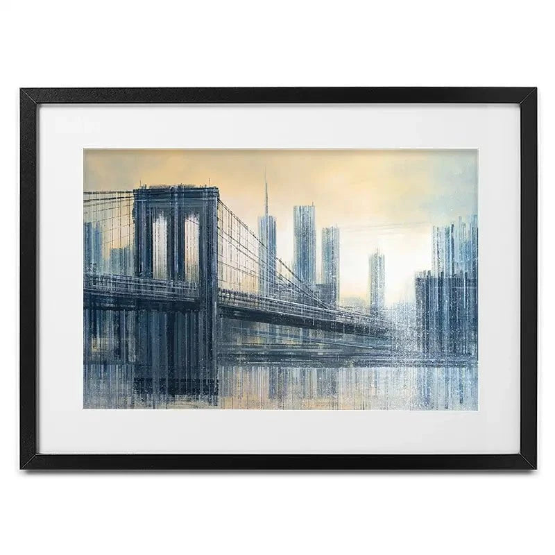 The Brooklyn Bridge As The Sun Sets Framed Art Print The Brooklyn Bridge As The Sun Sets Framed Art Print wall art product Marc Todd - Independent