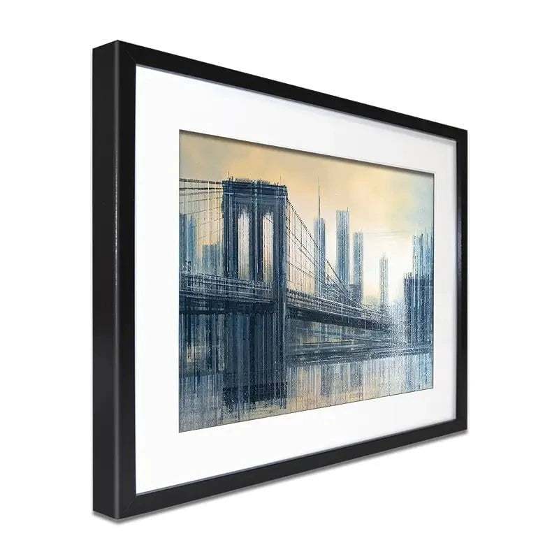 The Brooklyn Bridge As The Sun Sets Framed Art Print The Brooklyn Bridge As The Sun Sets Framed Art Print wall art product Marc Todd - Independent