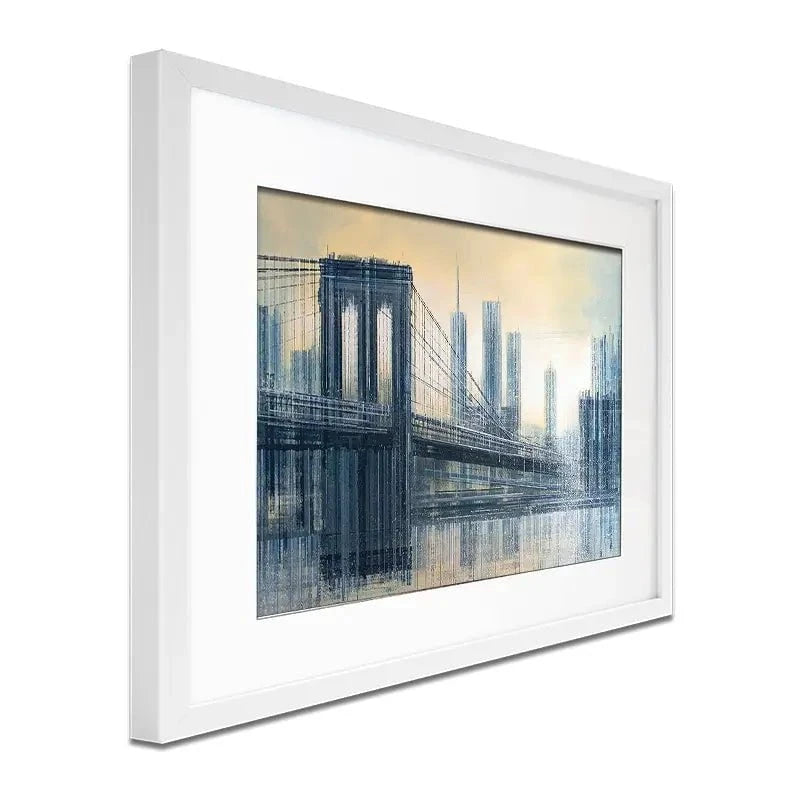 The Brooklyn Bridge As The Sun Sets Framed Art Print The Brooklyn Bridge As The Sun Sets Framed Art Print wall art product Marc Todd - Independent