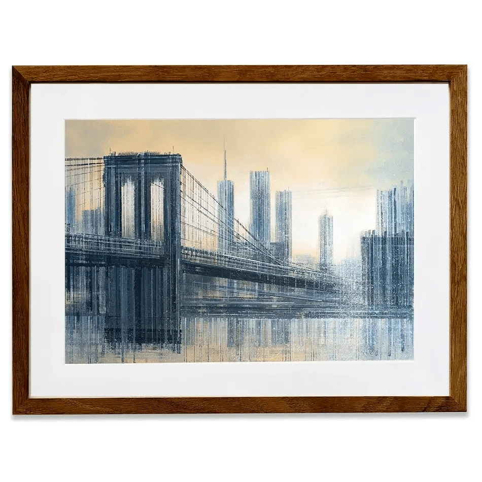 The Brooklyn Bridge As The Sun Sets Framed Art Print The Brooklyn Bridge As The Sun Sets Framed Art Print wall art product Marc Todd - Independent