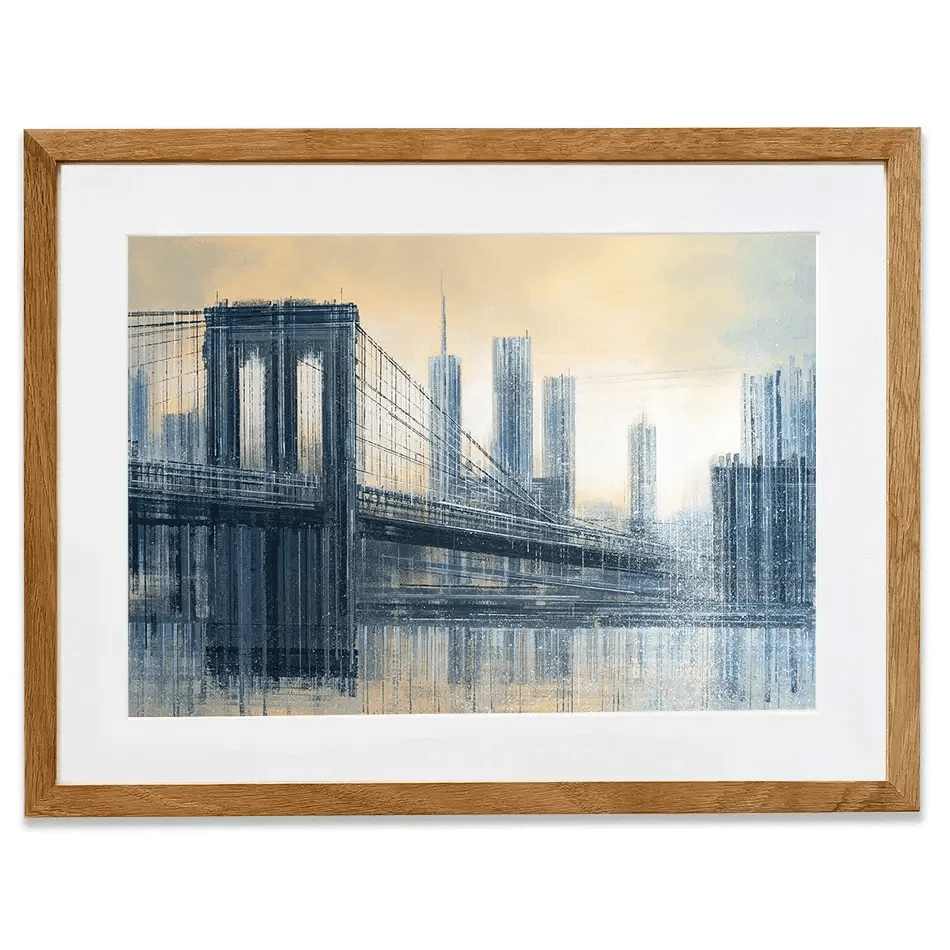 The Brooklyn Bridge As The Sun Sets Framed Art Print The Brooklyn Bridge As The Sun Sets Framed Art Print wall art product Marc Todd - Independent
