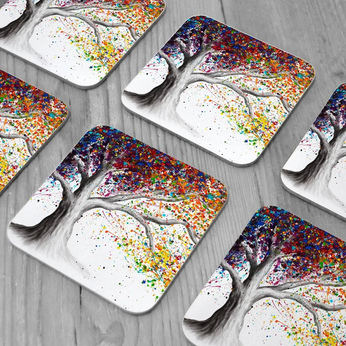 The Colour Of Dreams Coaster Set Rainbow Soul Tree Coaster Set | Rainbow Soul Tree Art Coasters wall art product Ashvin Harrison
