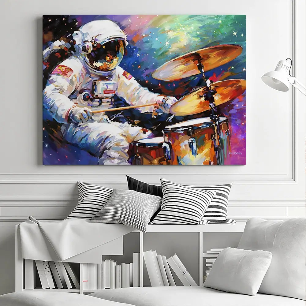 The Cosmic Drummer Canvas Print The Cosmic Drummer Canvas Print wall art product Leon Devenice