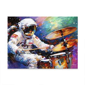 The Cosmic Drummer Canvas Print The Cosmic Drummer Canvas Print wall art product Leon Devenice
