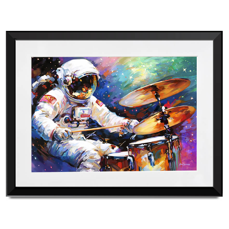 The Cosmic Drummer Framed Art Print The Cosmic Drummer Framed Art Print wall art product Leon Devenice