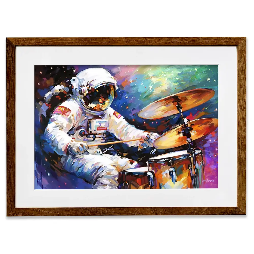 The Cosmic Drummer Framed Art Print The Cosmic Drummer Framed Art Print wall art product Leon Devenice
