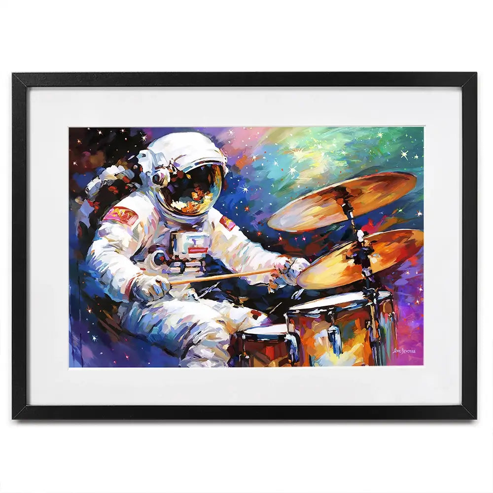 The Cosmic Drummer Framed Art Print The Cosmic Drummer Framed Art Print wall art product Leon Devenice
