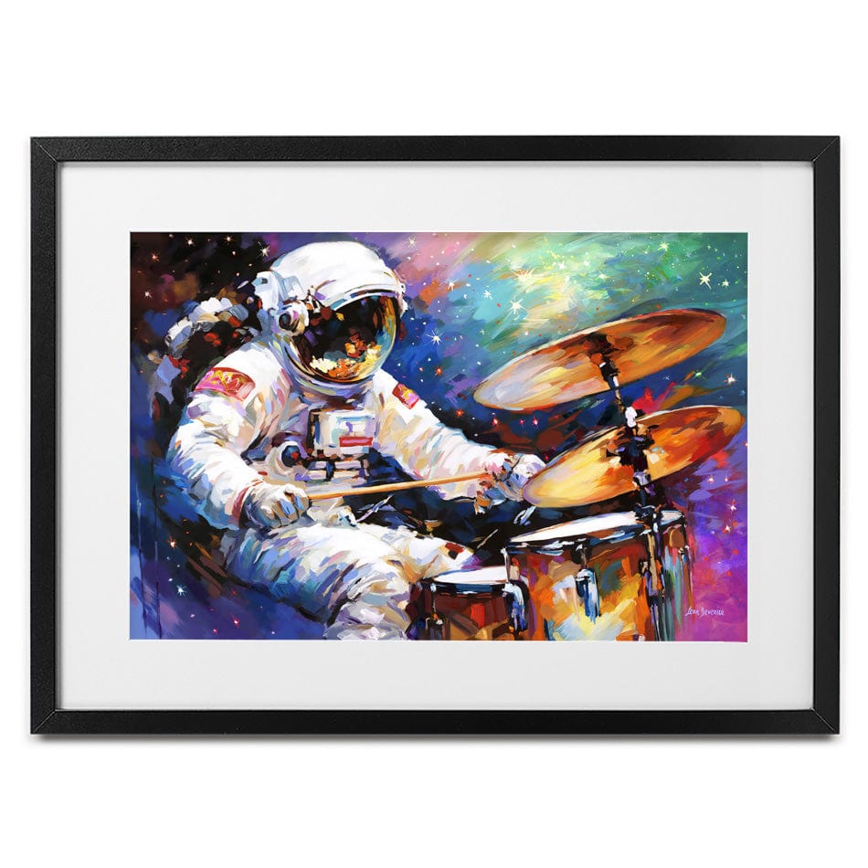 The Cosmic Drummer Framed Art Print wall art product Leon Devenice