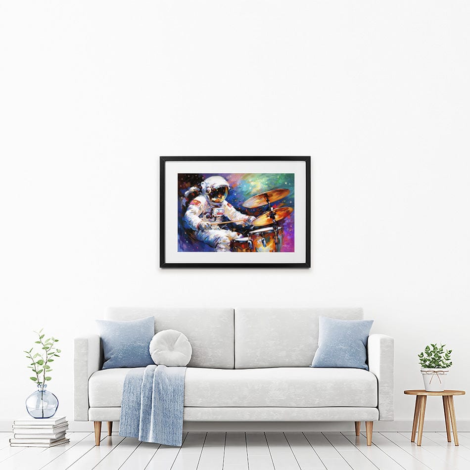 The Cosmic Drummer Framed Art Print wall art product Leon Devenice