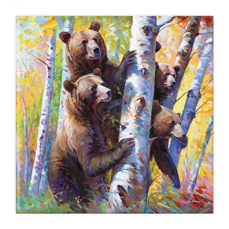 The Curious Bears Among The Birch Trees Canvas Print The Curious Bears Among The Birch Trees Canvas Print wall art product Leon Devenice