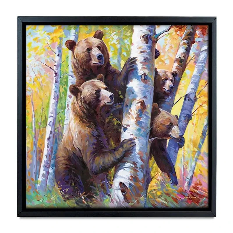 The Curious Bears Among The Birch Trees Canvas Print The Curious Bears Among The Birch Trees Canvas Print wall art product Leon Devenice