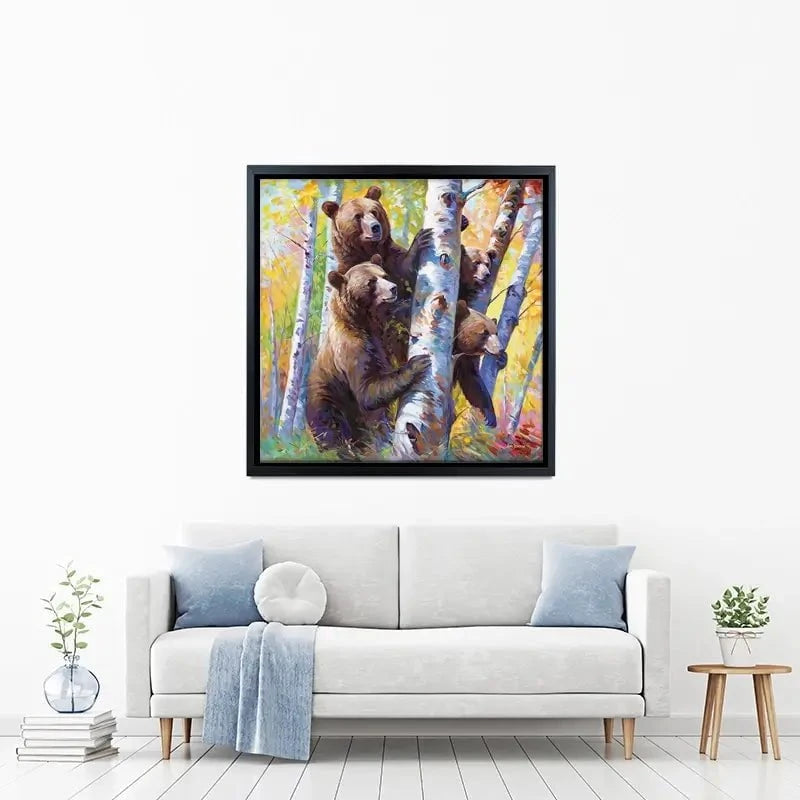 The Curious Bears Among The Birch Trees Canvas Print The Curious Bears Among The Birch Trees Canvas Print wall art product Leon Devenice