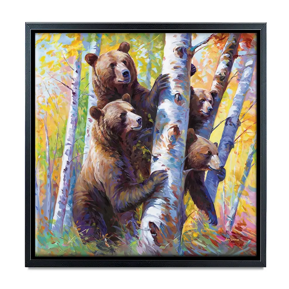 The Curious Bears Among The Birch Trees Canvas Print The Curious Bears Among The Birch Trees Canvas Print wall art product Leon Devenice