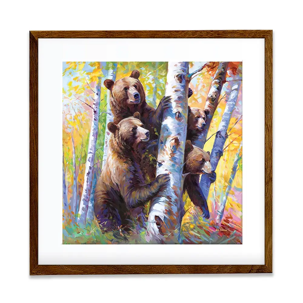 The Curious Bears Among The Birch Trees Framed Art Print The Curious Bears Among The Birch Trees Framed Art Print wall art product Leon Devenice