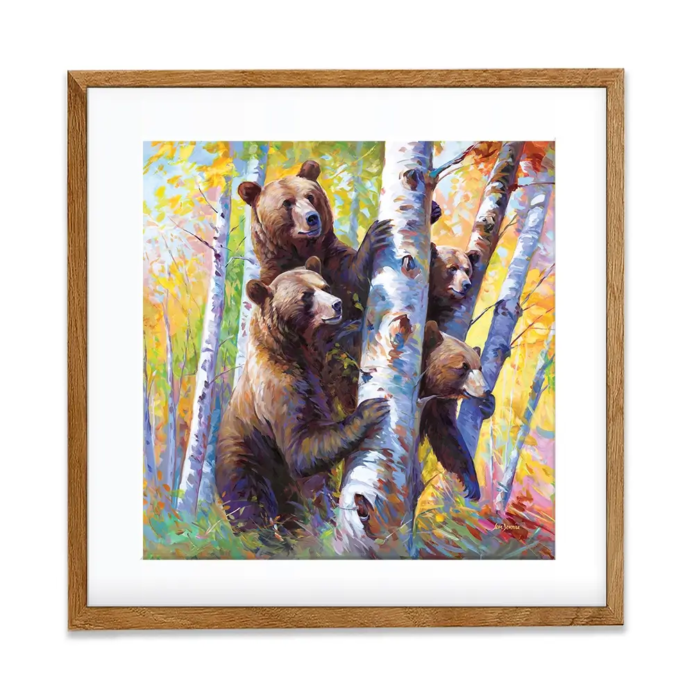 The Curious Bears Among The Birch Trees Framed Art Print The Curious Bears Among The Birch Trees Framed Art Print wall art product Leon Devenice