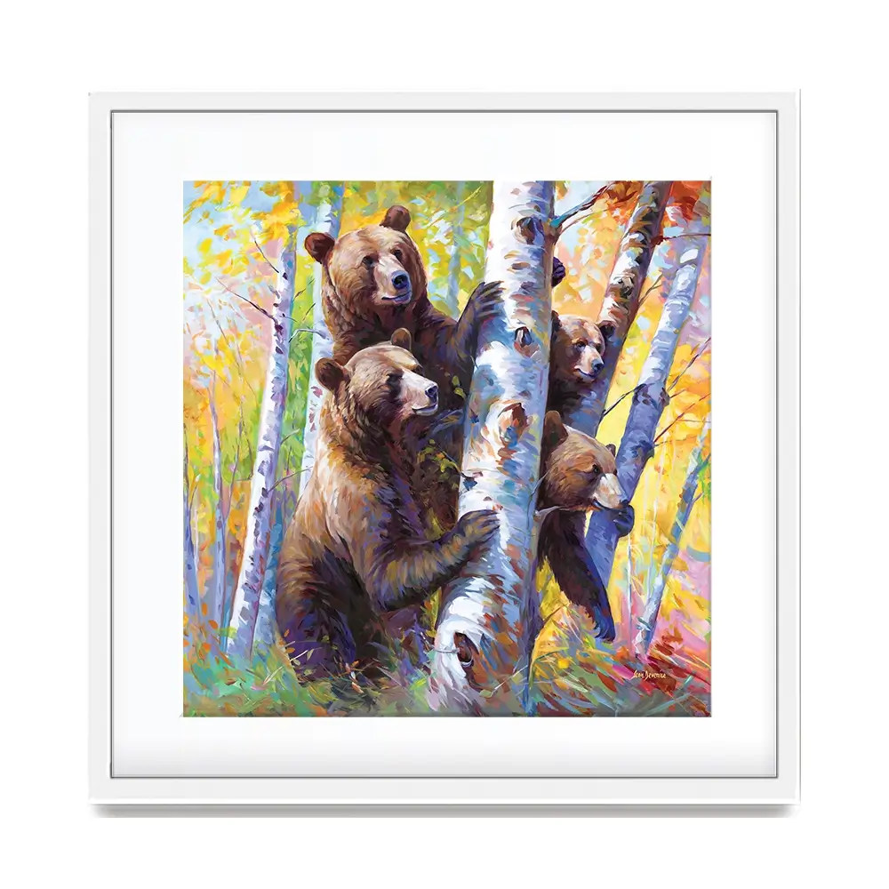 The Curious Bears Among The Birch Trees Framed Art Print The Curious Bears Among The Birch Trees Framed Art Print wall art product Leon Devenice