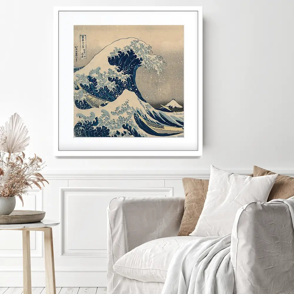 The Great Wave Off Kanagawa Square Framed Art Print The Great Wave Off Kanagawa Square Framed Art Print | Sea Artwork wall art product Katsushika Hokusai
