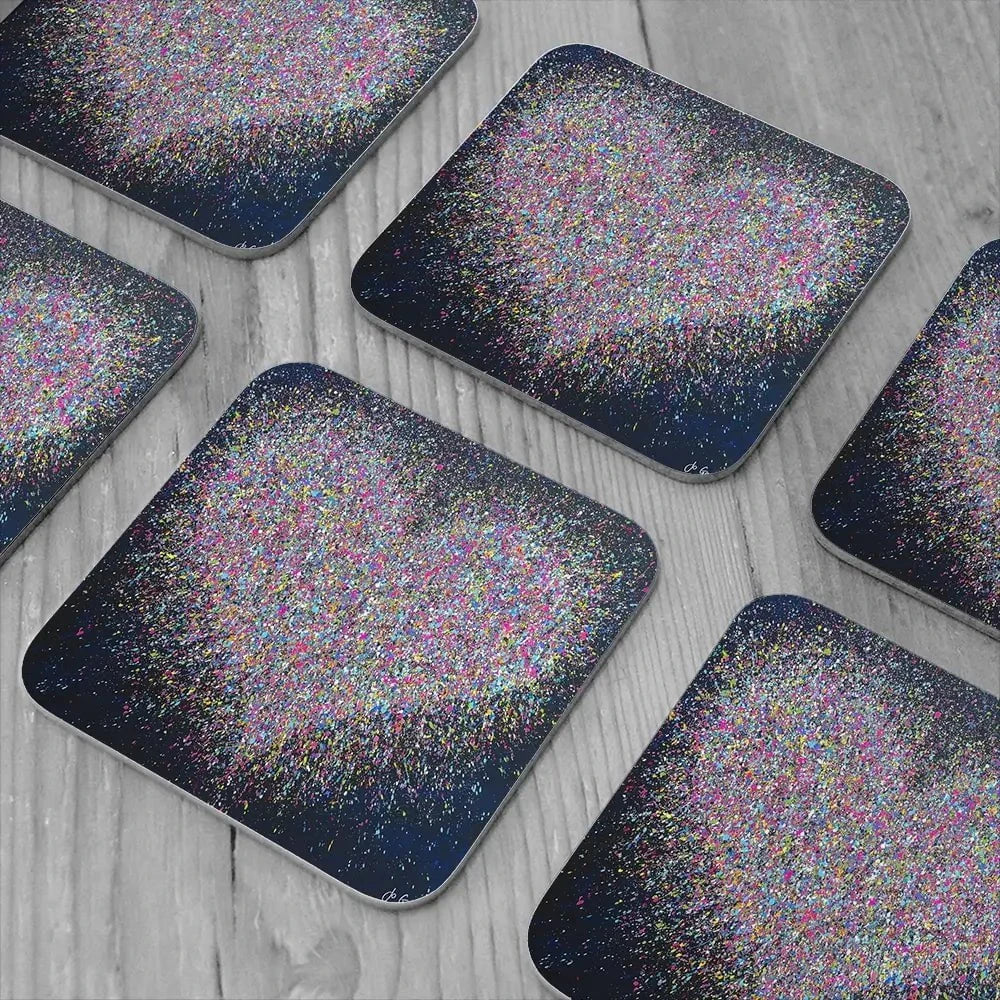 The Happiest Heart Coaster Set Rainbow Soul Tree Coaster Set | Rainbow Soul Tree Art Coasters wall art product Jo Gough