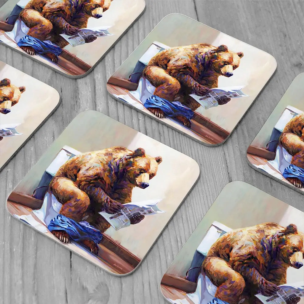 The Informed Bear Coaster Set The Informed Bear Coaster Set wall art product Leon Devenice