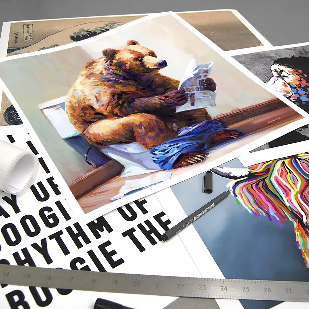 The Informed Bear Square Art Print The Informed Bear Square Art Print wall art product Leon Devenice