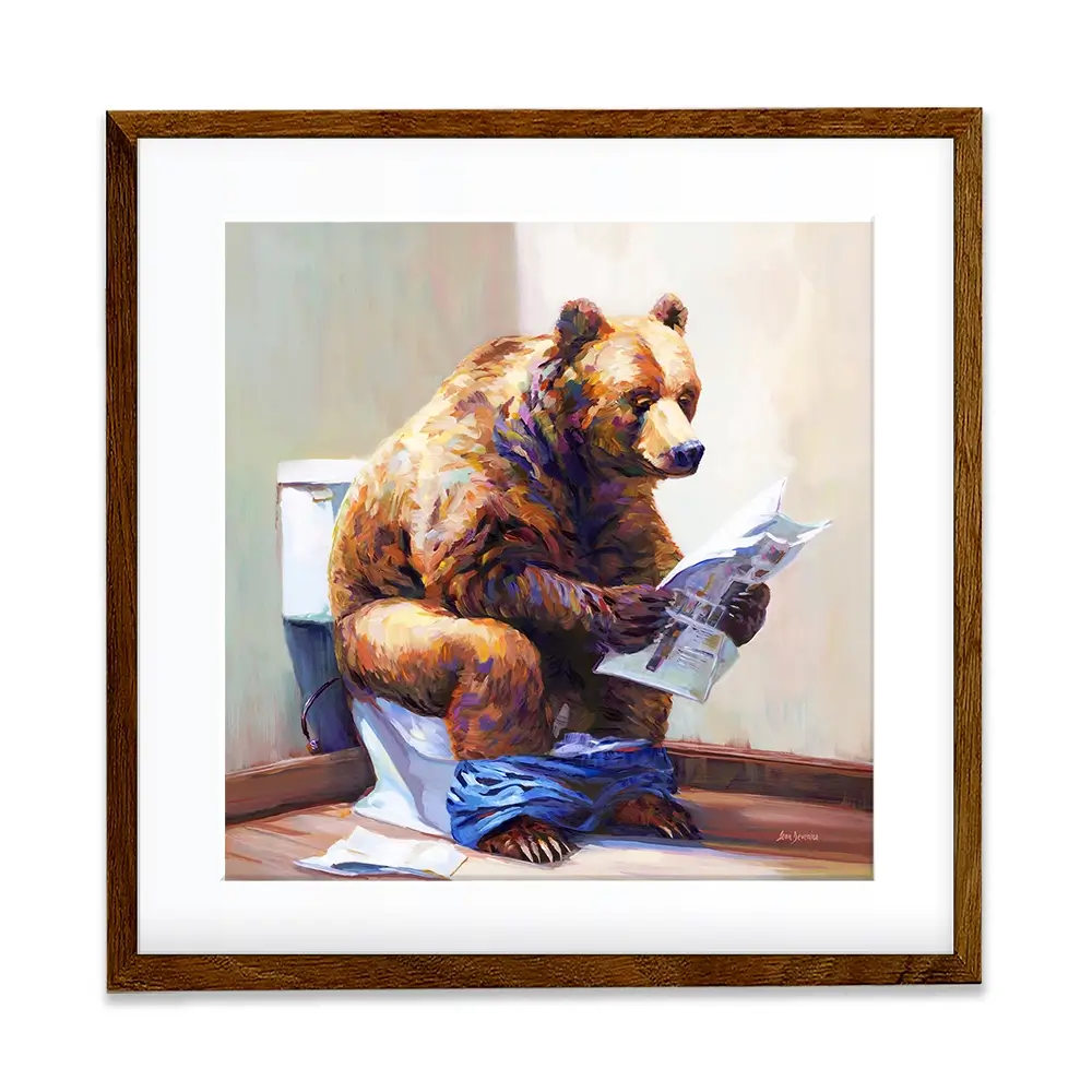 The Informed Bear Square Framed Art Print The Informed Bear Square Framed Art Print wall art product Leon Devenice
