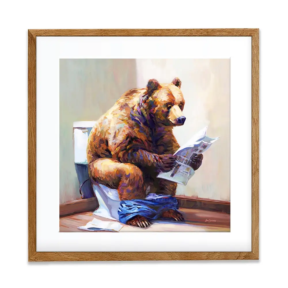 The Informed Bear Square Framed Art Print The Informed Bear Square Framed Art Print wall art product Leon Devenice