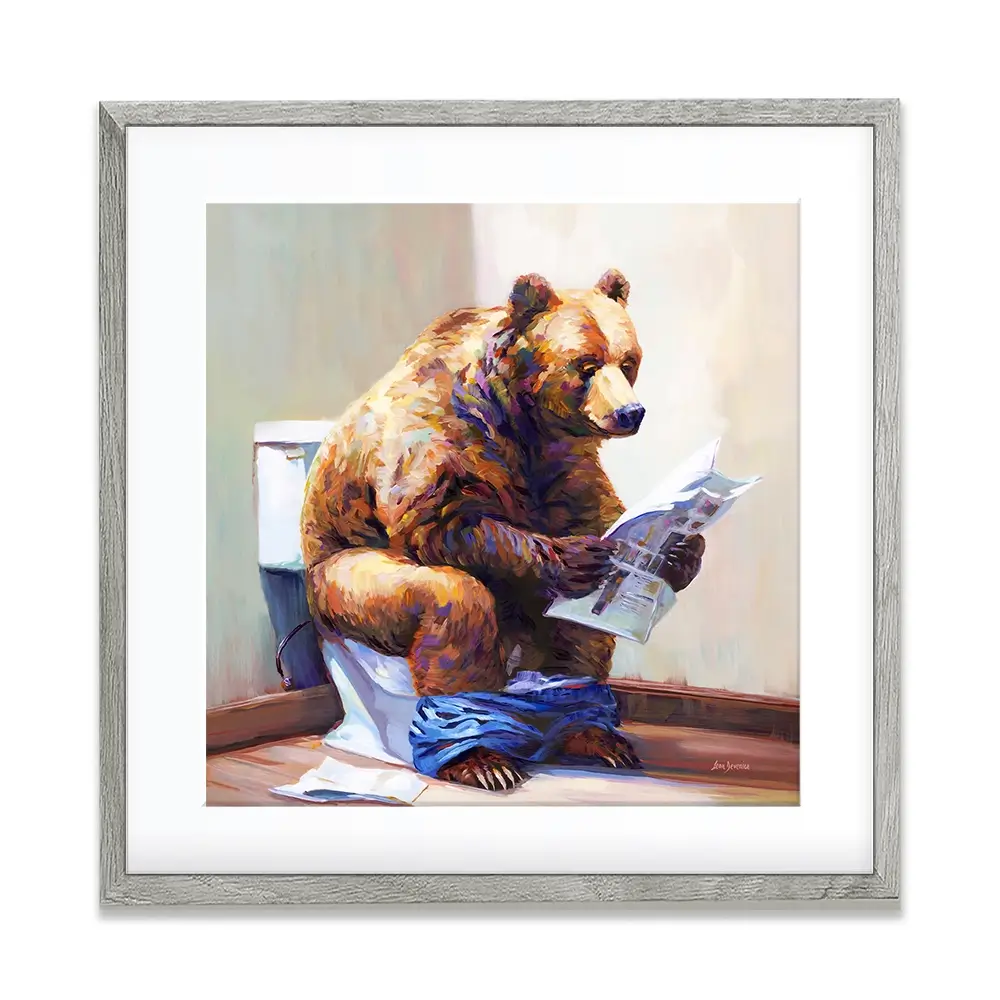 The Informed Bear Square Framed Art Print The Informed Bear Square Framed Art Print wall art product Leon Devenice