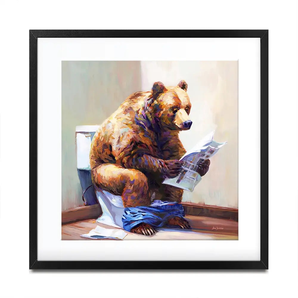 The Informed Bear Square Framed Art Print The Informed Bear Square Framed Art Print wall art product Leon Devenice
