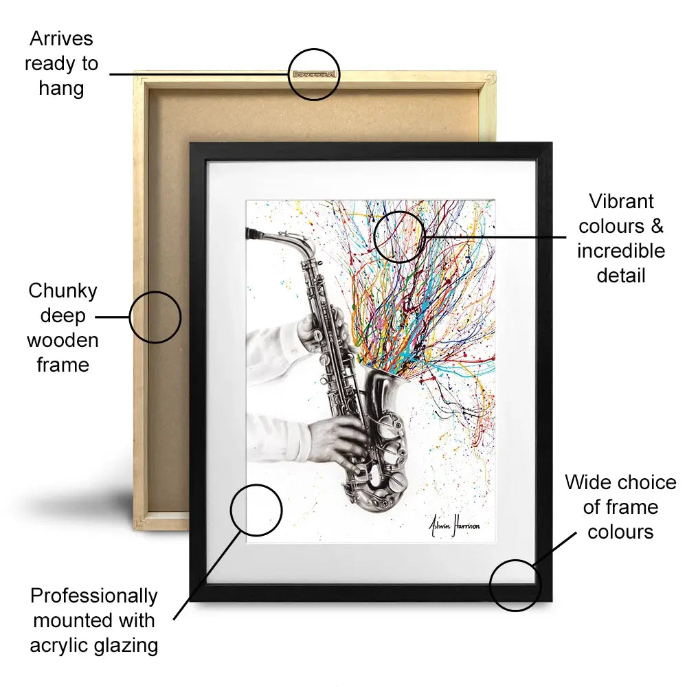 The Jazz Saxophone Framed Art Print The Jazz Saxophone Framed Art Print wall art product Ashvin Harrison
