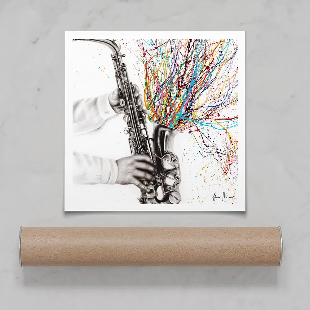The Jazz Saxophone Square Art Print The Jazz Saxophone Square Art Print wall art product / Shutterstock