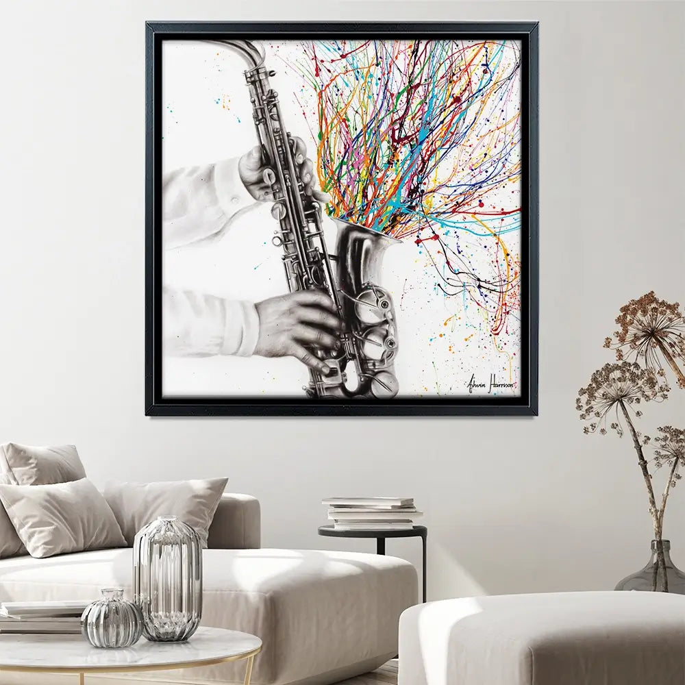 The Jazz Saxophone Square Canvas Print The Jazz Saxophone Square Canvas Print wall art product Ashvin Harrison