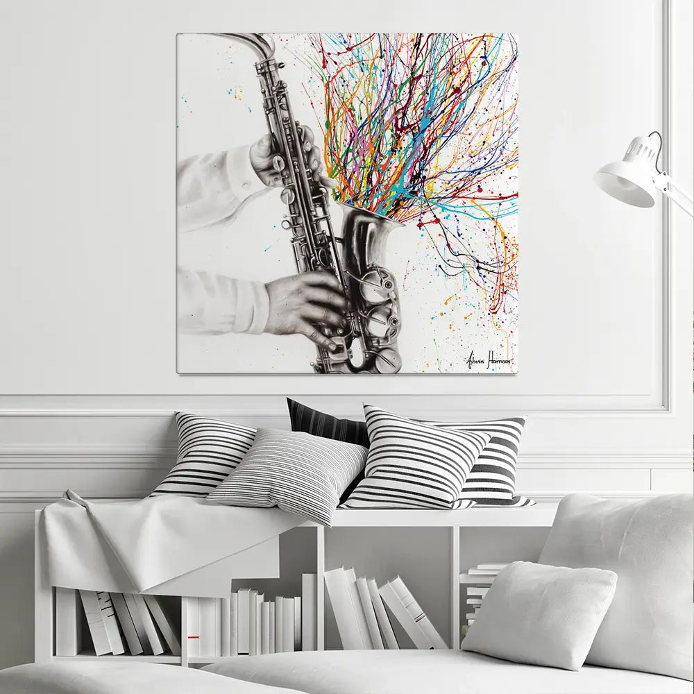 The Jazz Saxophone Square Canvas Print The Jazz Saxophone Square Canvas Print wall art product Ashvin Harrison