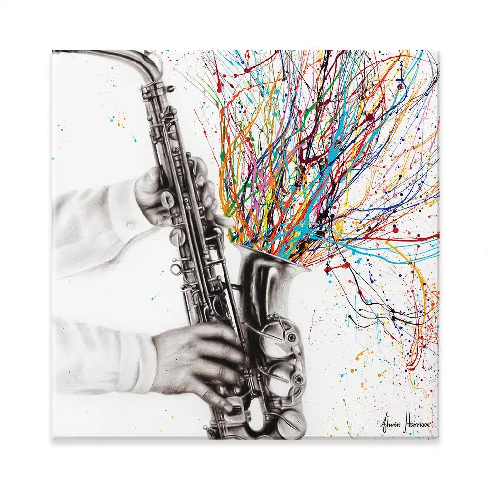 The Jazz Saxophone Square Canvas Print The Jazz Saxophone Square Canvas Print wall art product Ashvin Harrison
