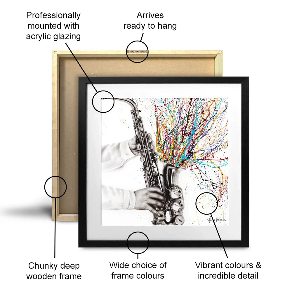 The Jazz Saxophone Square Framed Art Print The Jazz Saxophone Square Framed Art Print wall art product Ashvin Harrison