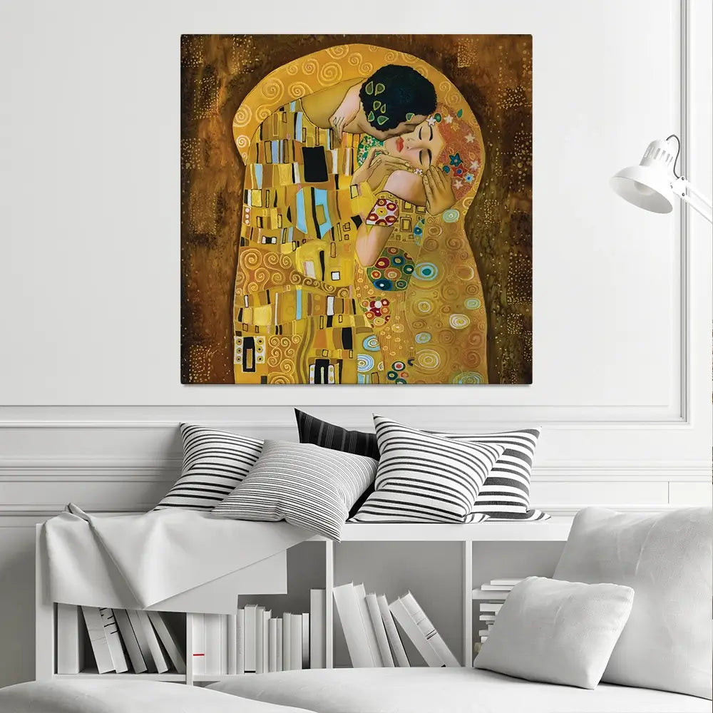 The Kiss Reimagined Square Canvas Print The Kiss Reimagined Square Canvas Print wall art product Liliya Kulianionak / Shutterstock