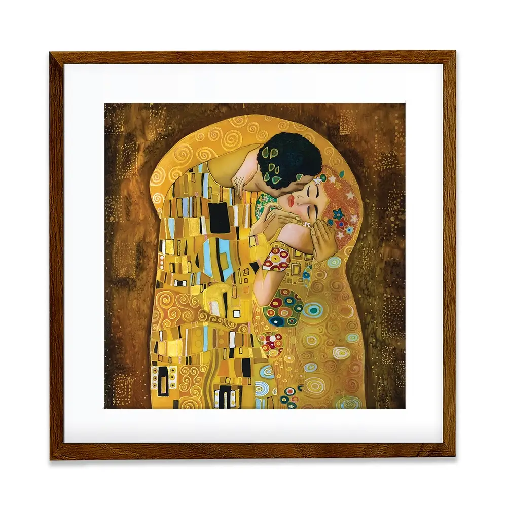 The Kiss Reimagined Square Framed Art Print The Kiss Reimagined Square Framed Art Print wall art product Liliya Kulianionak / Shutterstock