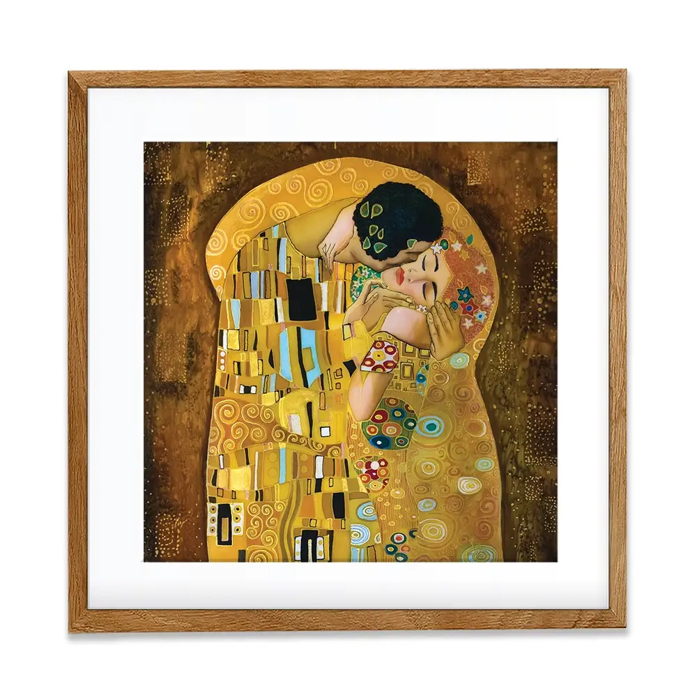 The Kiss Reimagined Square Framed Art Print The Kiss Reimagined Square Framed Art Print wall art product Liliya Kulianionak / Shutterstock